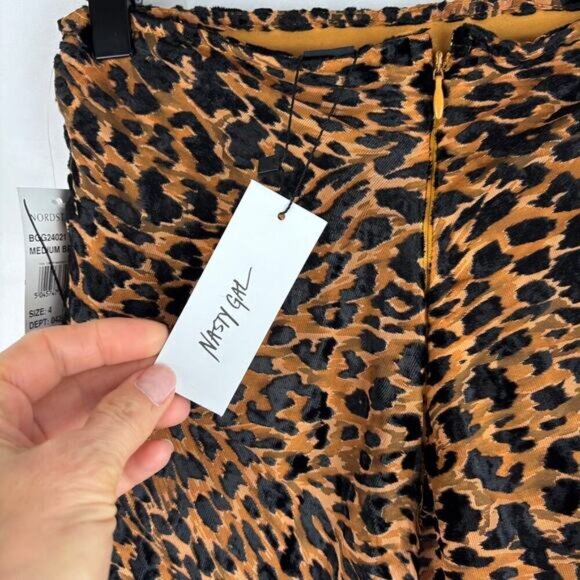 NWT Nasty Gal Leopard Lined Sheer Skirt Size 4 boho, funky, punk, minimalist - Picture 5 of 8